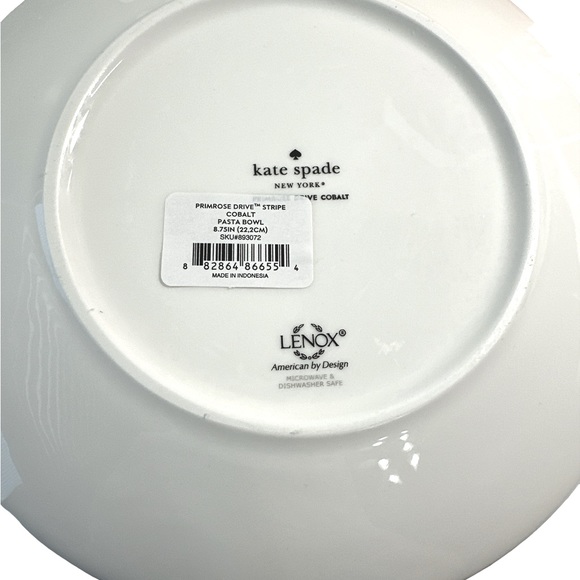 ♠️Kate Spade/Lenox♠️ PRIMROSE DRIVE STRIPE COBALT PASTA BOWL 8.75” 💙💙💙 - Picture 3 of 4